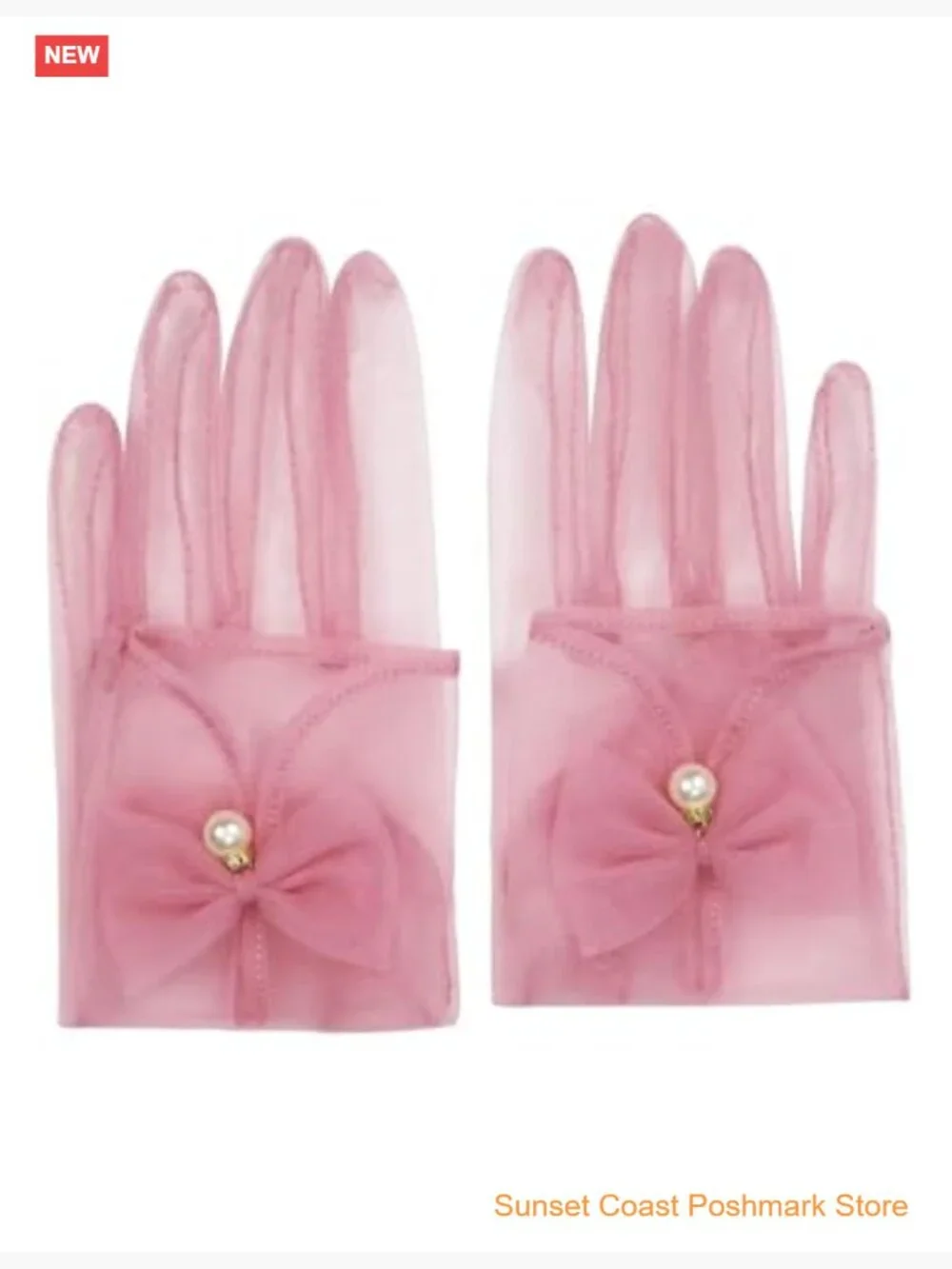 Women's Bow Tea Party Sheer Mesh Opera Gloves - Picture 3 of 6